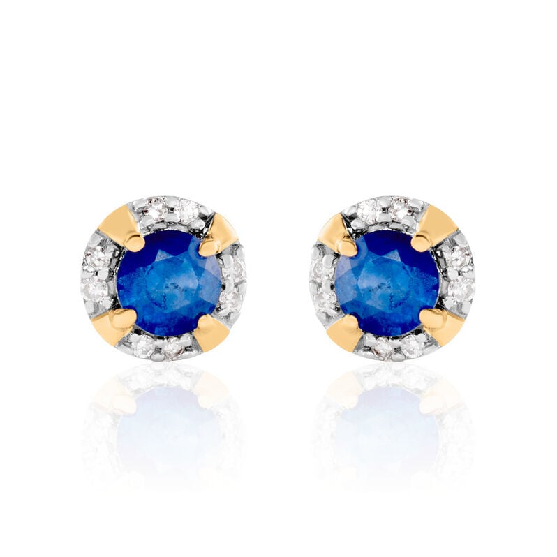 ODARIKE Damen Ohrstecker Gold 585 (14 Karat) Saphir Blau 0,7 ct Kreis - Ohrstecker Damen | OROVIVO