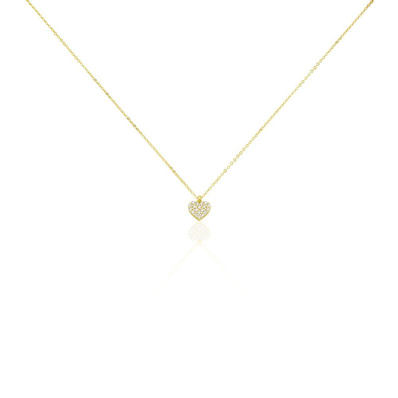 DARLEEN Damen Collier Gold 375 (9 Karat) Zirkonia Wei&szlig; Herz - Halsketten Damen | OROVIVO