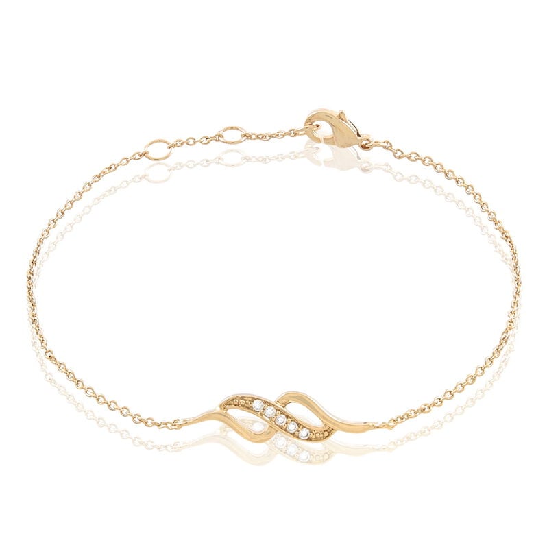 ISHAAE Damen Armband Vergoldet Zirkonia Wei&szlig; 0,03 ct Spiralf&ouml;rmig - Armb&auml;nder mit Anh&auml;nger Damen | OROVIVO