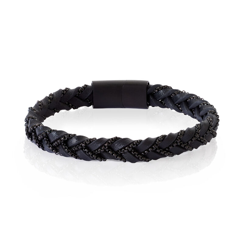 RICCARDO Herren Armband Leder Schwarz B 10 mm - Armb&auml;nder Herren | OROVIVO