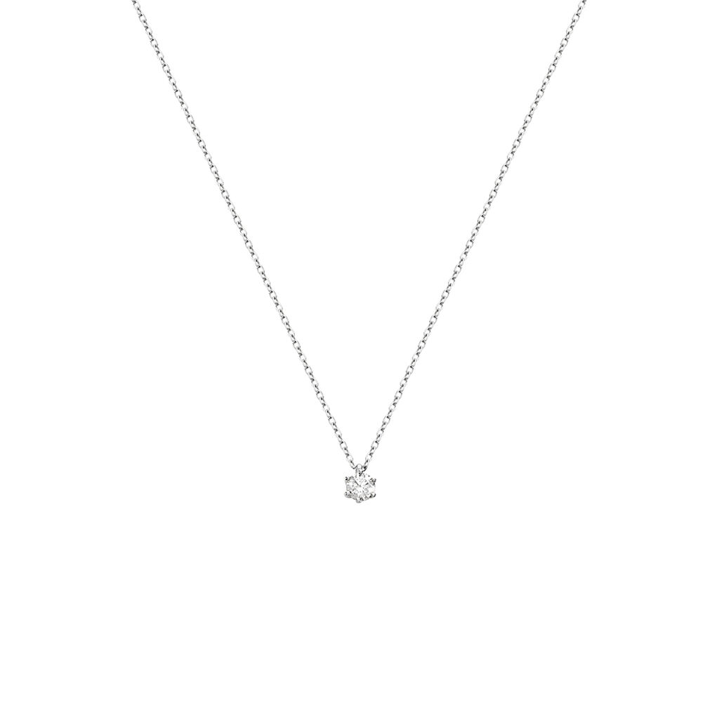 Sonate Damen Collier Wei&szlig;gold 585 (14 Karat) Synthetischer Diamant Wei&szlig; 0,16 ct