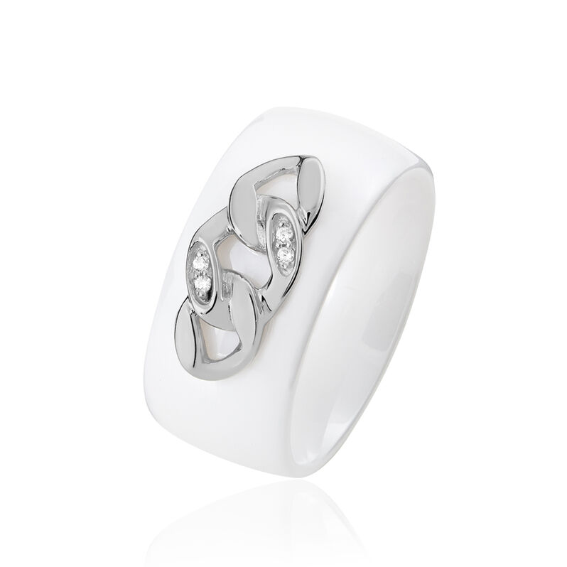 Bague Nebila Argent Blanc Céramique Et Oxyde De Zirconium - Spannringe Damen | OROVIVO