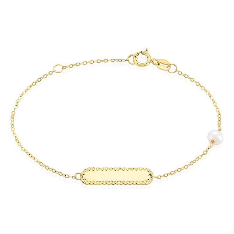 Bracelet Identité Brandie Or Jaune Perle De Culture - Spannringe Kinder | OROVIVO