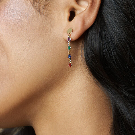 SOFIA Damen Ohrringe Lang Silber vergoldet 925 - Ohrringe mit Stein Damen | OROVIVO