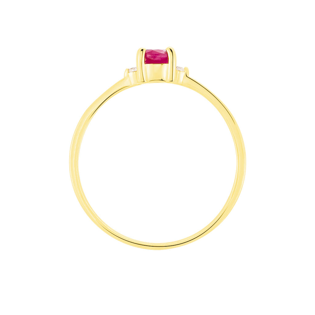 Bague Or Jaune Janah Rubis Et Diamants - Spannringe Damen | OROVIVO