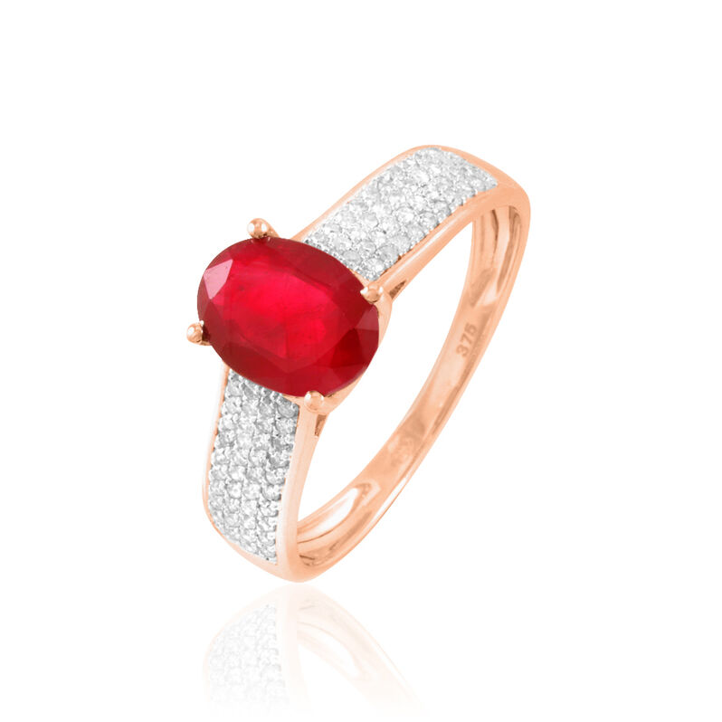 Bague Crista Or Rose Rubis Et Diamant - Spannringe Damen | OROVIVO