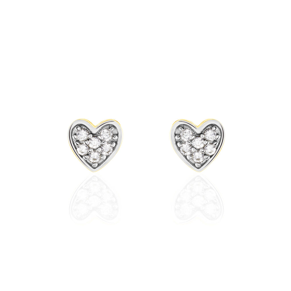Kinder Ohrstecker Gold 375 Bicolor Zirkonia Herz - Ohrstecker Kinder | OROVIVO