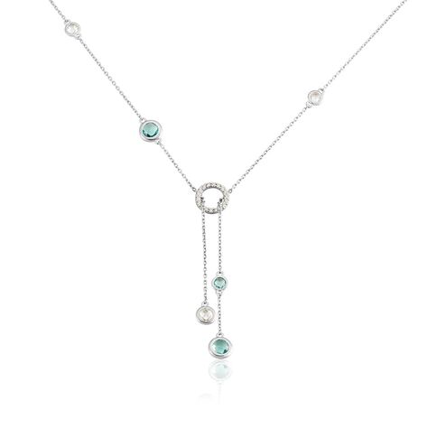 Damen Collier Silber Silber 925 Glas Blau Kreis Sinaya - Halsketten Damen | OROVIVO