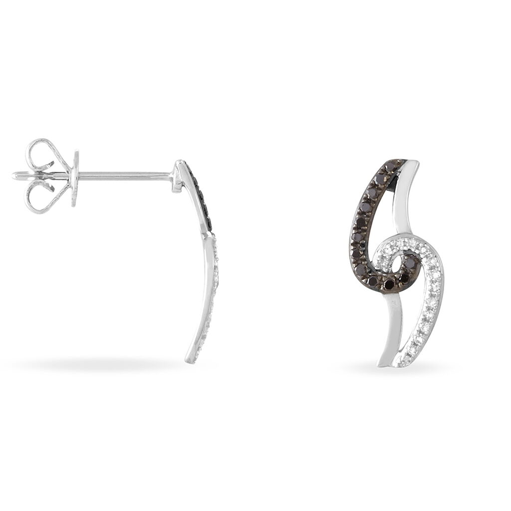 Boucles D'oreilles Puces Loriana Or Blanc Diamant - Spannringe Damen | OROVIVO