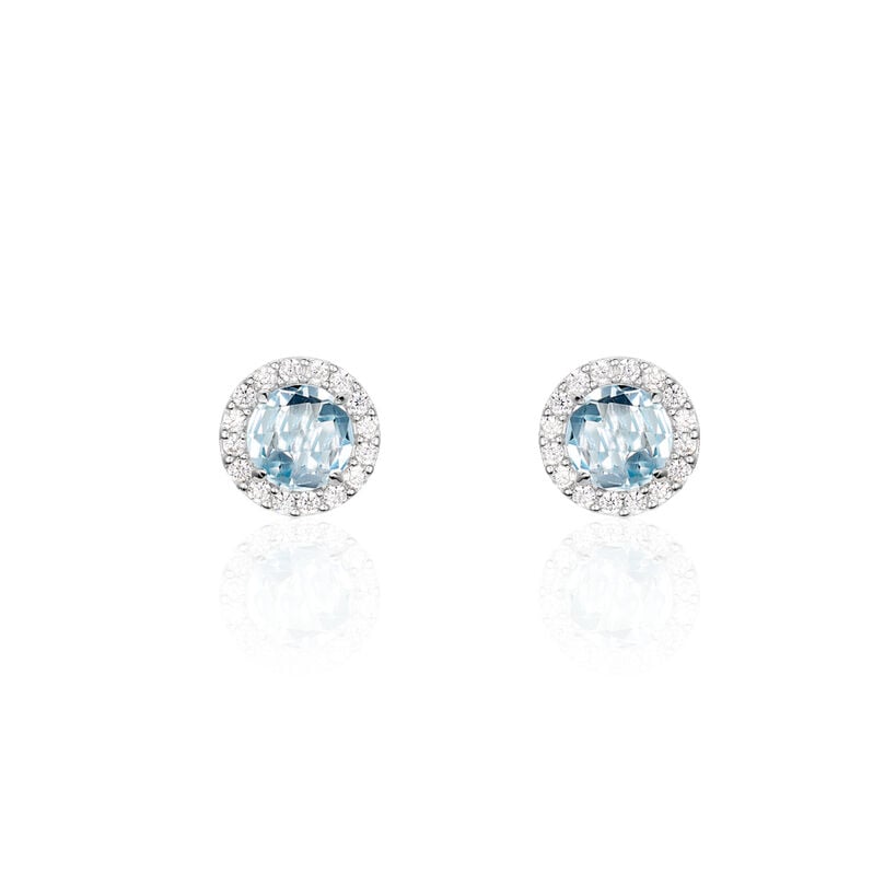 Damen Ohrstecker Weißgold 375 Blauer Topas 8mm - Ohrstecker Damen | OROVIVO