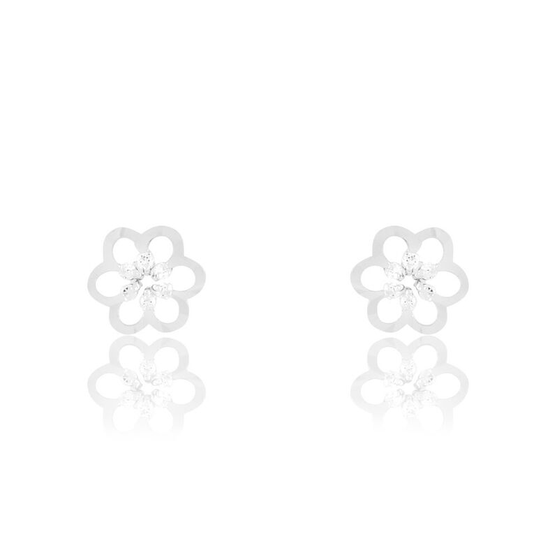 Boucles D'oreilles Or Weiss Marguerite - Spannringe Damen | OROVIVO
