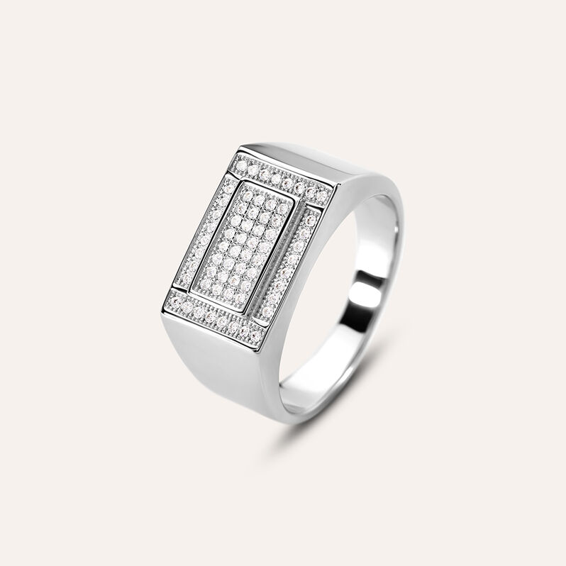 Anello Chevalier Gentleman Argento Rodiato Cubic Zirconia - Spannringe Herren | OROVIVO