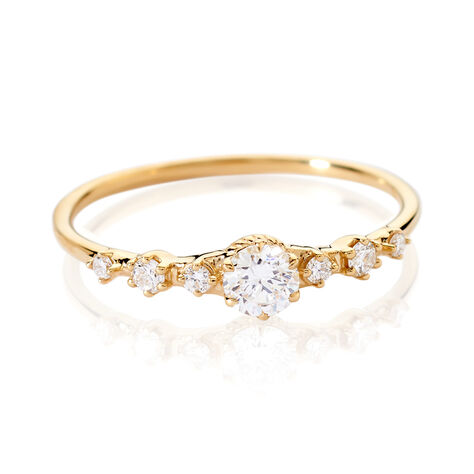 STEPHANIE Damen Ring Gold 375 (9 Karat) Synthetischer Diamant Wei&szlig; 0,29 ct - Verlobungsringe Damen | OROVIVO