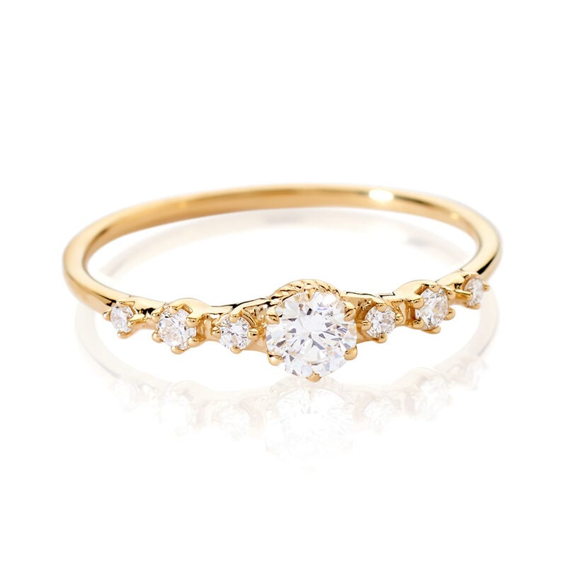 STEPHANIE Damen Ring Gold 375 (9 Karat) Synthetischer Diamant Wei&szlig; 0,29 ct - Verlobungsringe Damen | OROVIVO