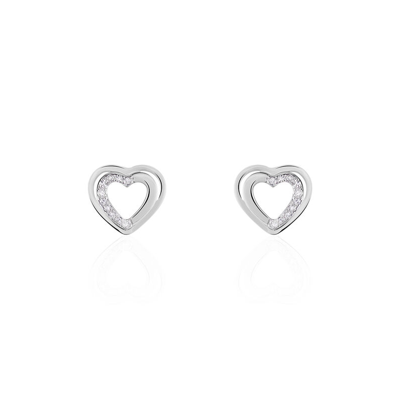 Boucles D'oreilles Or Weiss Karlota Puces Coeur Diamant - Spannringe Damen | OROVIVO