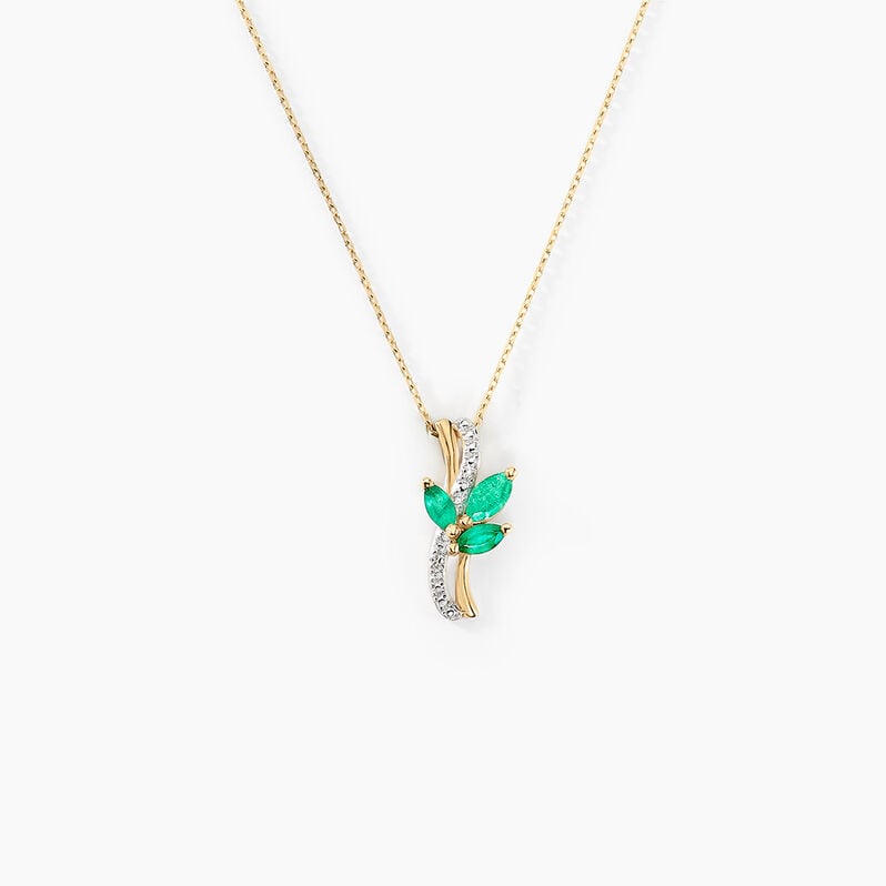 Collier Angie Or Jaune Emeraude Diamant - Spannringe Damen | OROVIVO