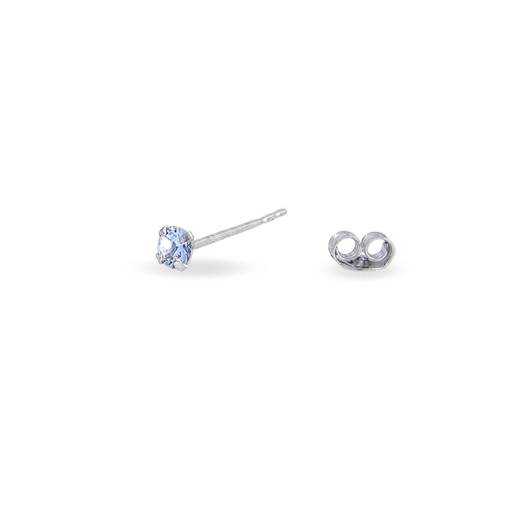 DARINA KRAPPE Damen Ohrstecker Wei&szlig;gold 375 (9 Karat) Zirkonia Blau 0,1 ct B 3 mm