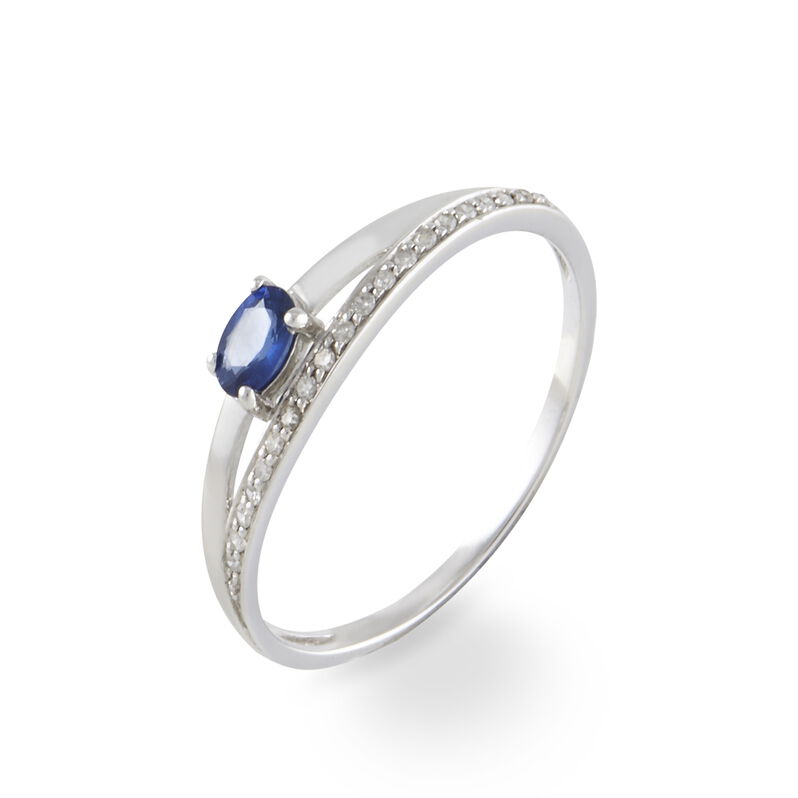 Bague Marie-roselyne Or Blanc Saphir Et Diamant - Spannringe Damen | OROVIVO