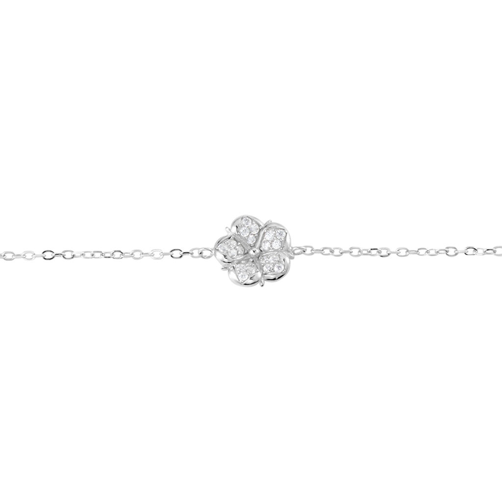 Damen Armband Silber Silber 925 Zirkonia Blume Duena 0,30mm - Armbänder mit Anhänger Damen | OROVIVO