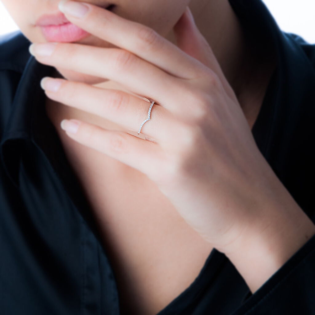 Bague Dounia Or Blanc Oxyde De Zirconium - Spannringe Damen | OROVIVO
