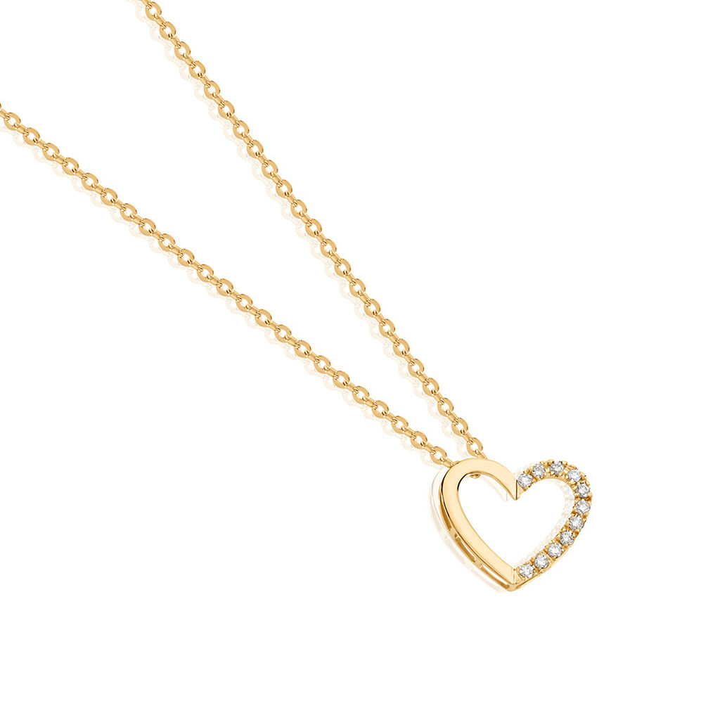 SORELLE Damen Collier Gold 585 (14 Karat) Diamant Weiß 0,04 ct Herz, Collier mit Stein
