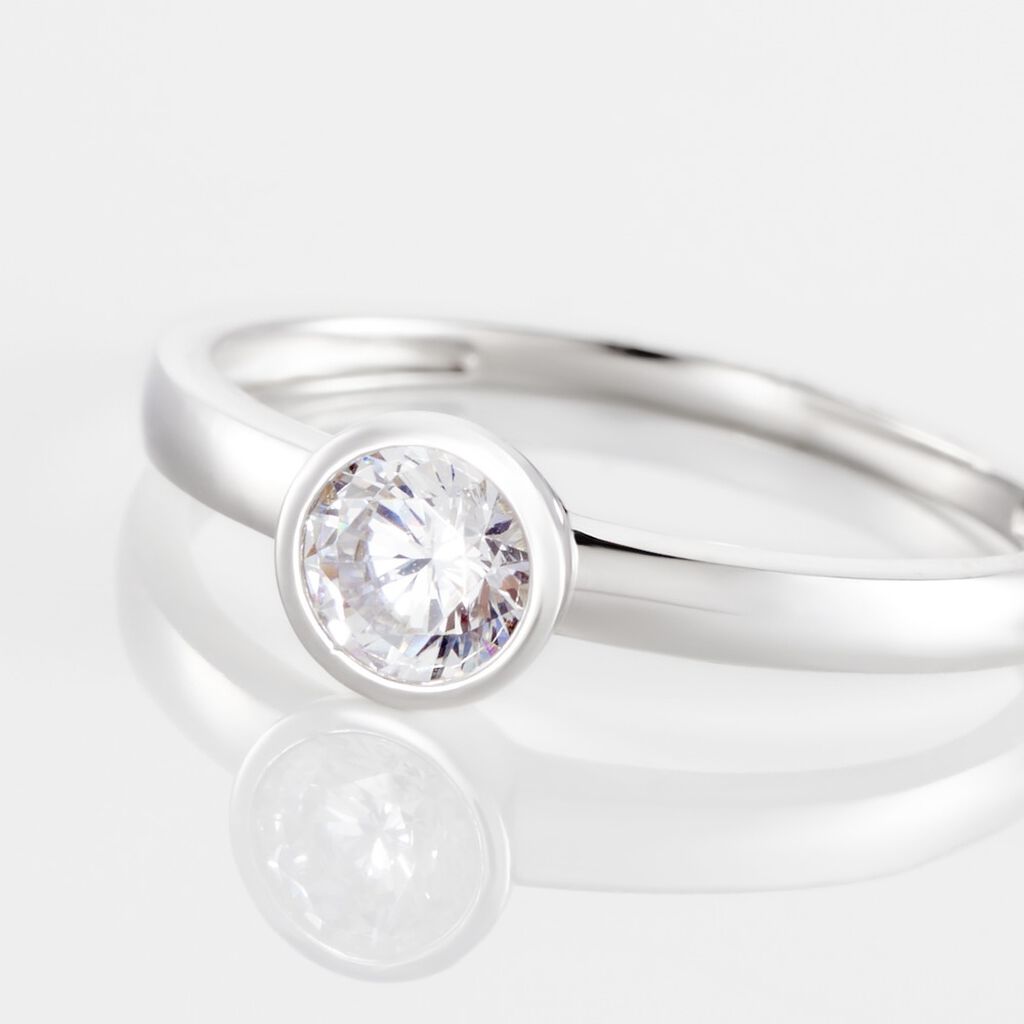 Ring 375 Weissgold Zirkonia - Ringe mit Stein Damen | OROVIVO