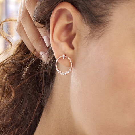Damen Ohrstecker Silber 925 Rosé vergoldet Zirkonia Kreis Celine - Ohrringe mit Stein Damen | OROVIVO