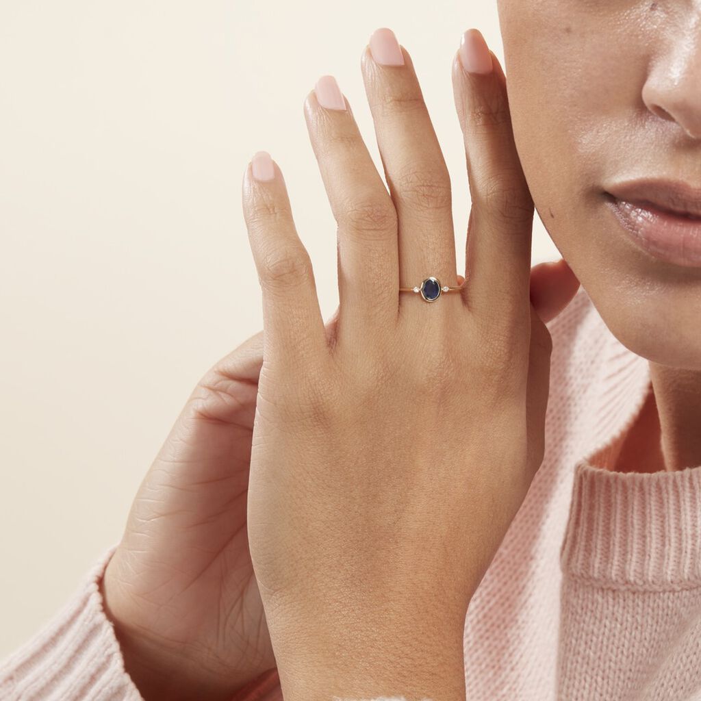 Bague Or Jaune Jahyna Saphir Et Diamants - Spannringe Damen | OROVIVO
