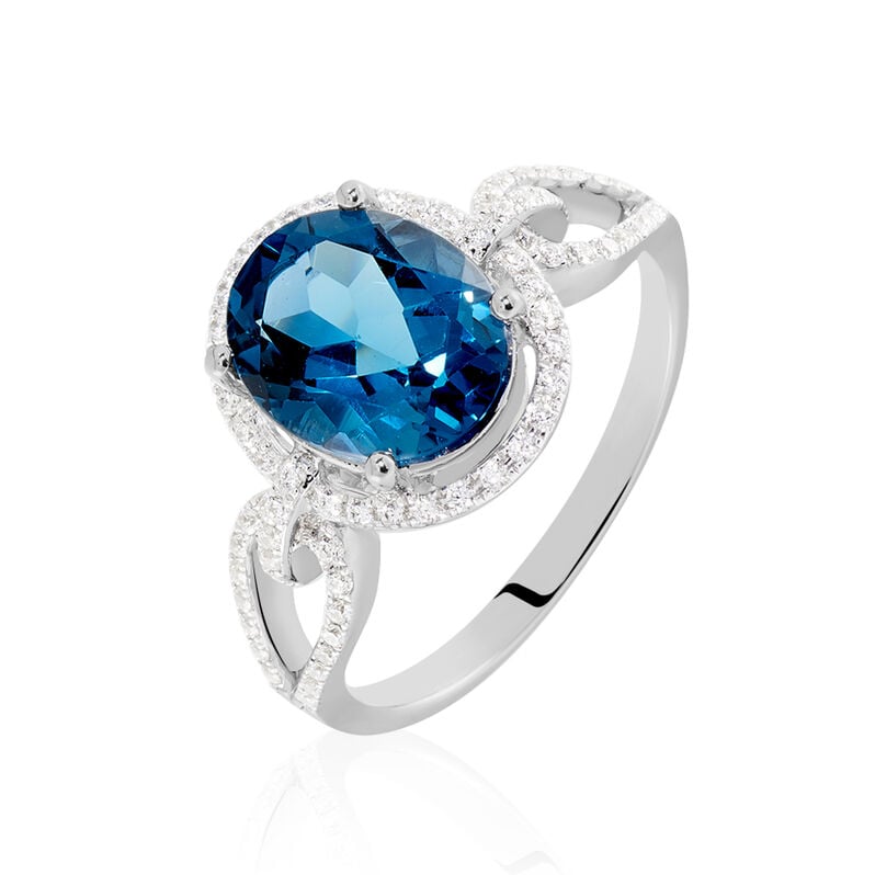 Bague Or Weiss Ayanna Topaze London Blue - Spannringe Damen | OROVIVO