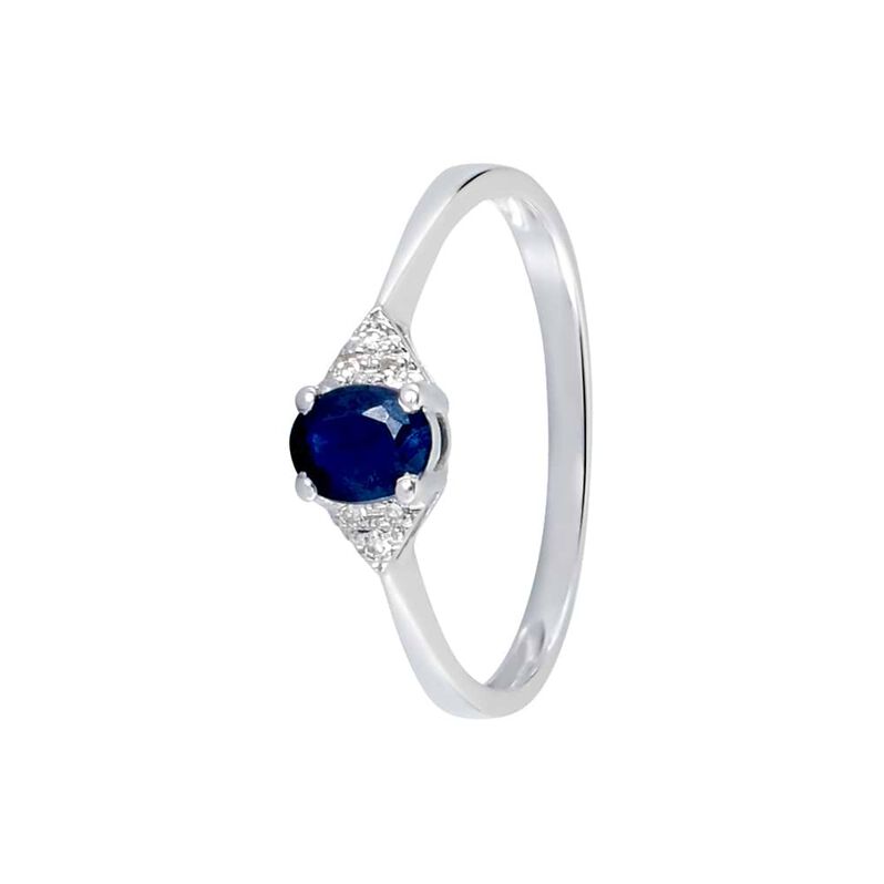 Anello Solitario Elizabeth Crown Oro Bianco Zaffiro Diamante - Spannringe Damen | OROVIVO