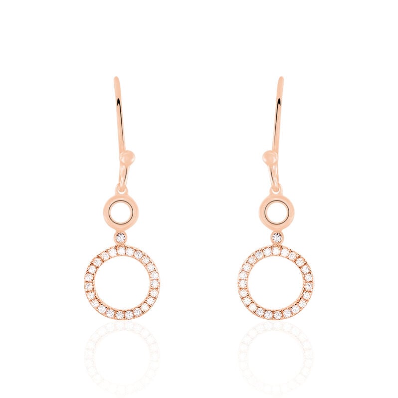 DEVOJKA Damen Ohrringe Lang Silber rosevergoldet 925 Zirkonia Wei&szlig; Kreis - Ohrh&auml;nger Damen | OROVIVO