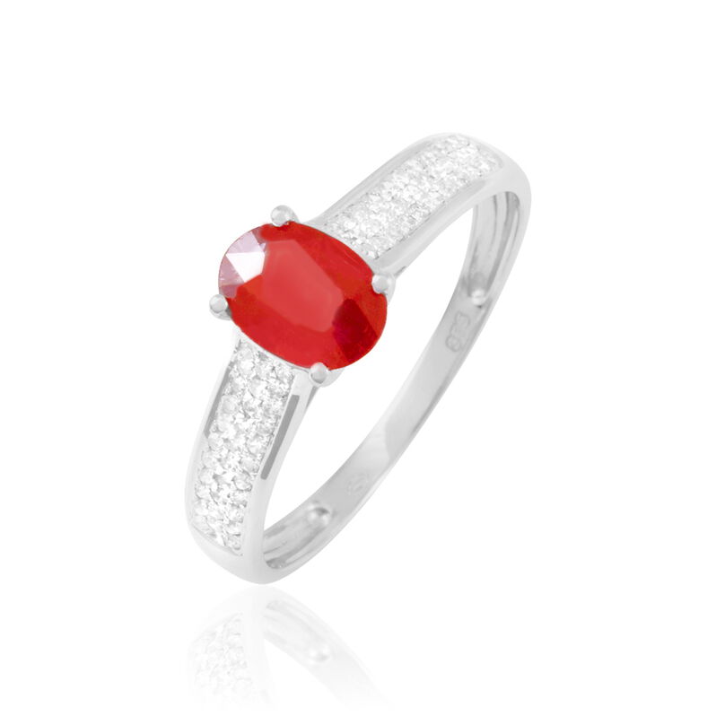 Bague Crista Or Blanc Rubis Et Diamant - Spannringe Damen | OROVIVO