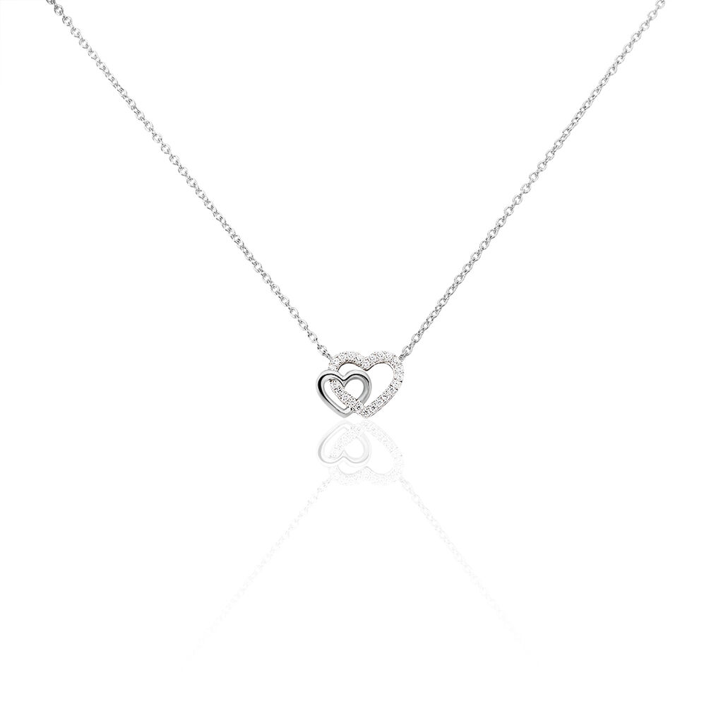 MARINA 50 Damen Collier Silber 925 Zirkonia Wei&szlig; 0,05 ct Herz