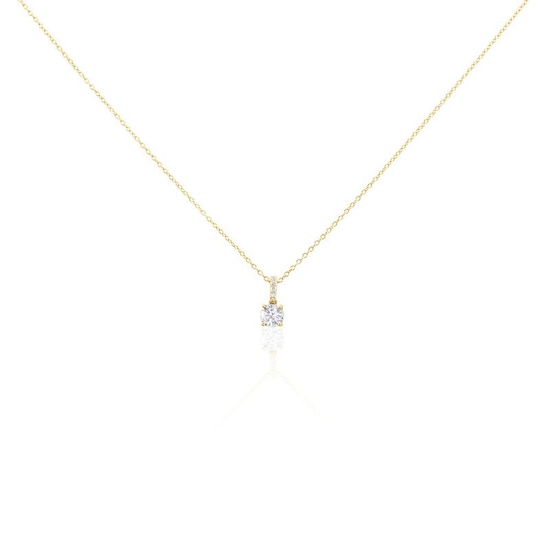 PAULINA Damen Collier Silber vergoldet 925 Zirkonia Wei&szlig; 1,35 ct B 1,15 mm - Halsketten Damen | OROVIVO