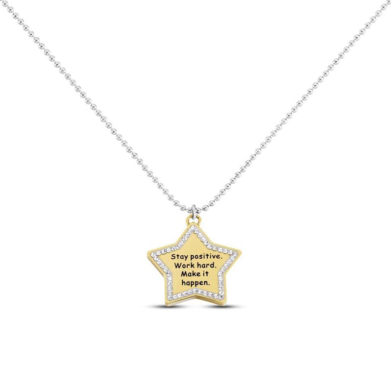 Collana Lady Message Acciaio Bicolore Positivity e Cristalli - Spannringe Damen | OROVIVO