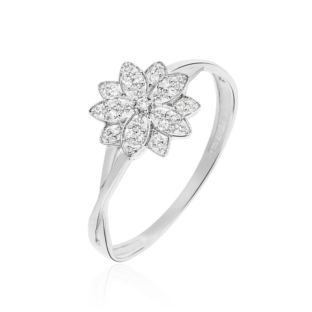 Bague Or Weiss Norria Forme Fleur Diaman - Spannringe Damen | OROVIVO