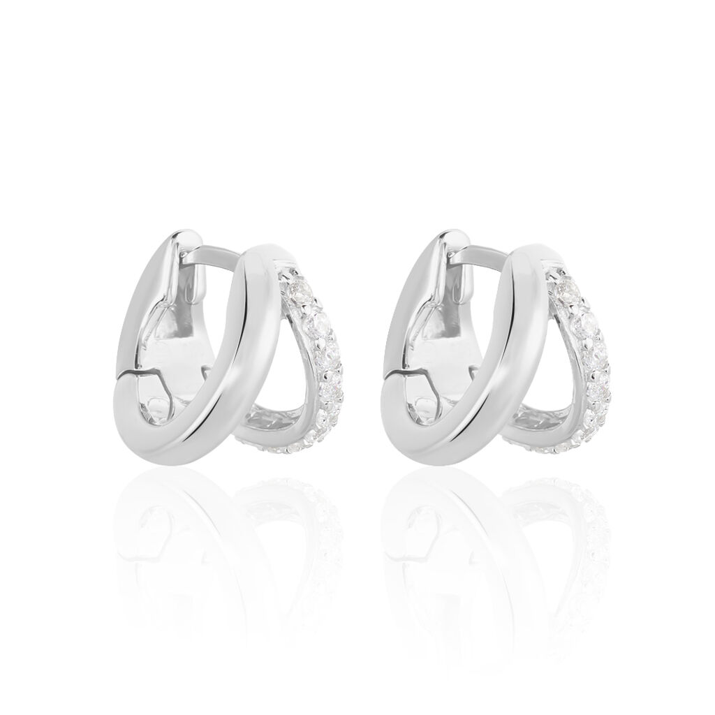 Thumbnail - Damen Creolen Silber 925 Zirkonia 11,00mm 8,45mm , Creolen mit Stein