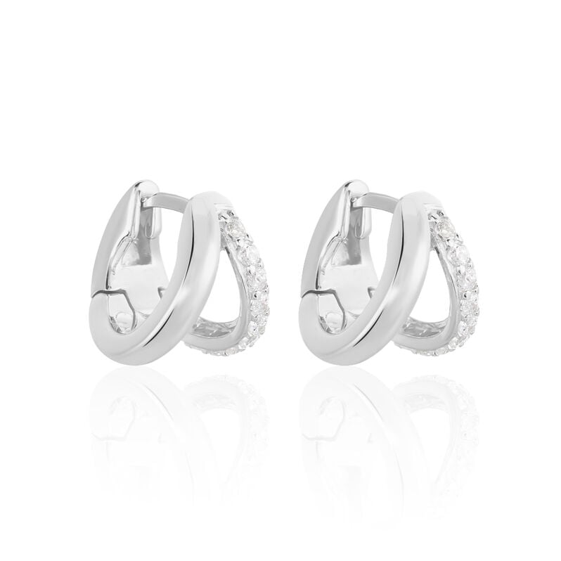 Damen Creolen Silber 925 Zirkonia 11,00mm 8,45mm  - Creolen Damen | OROVIVO