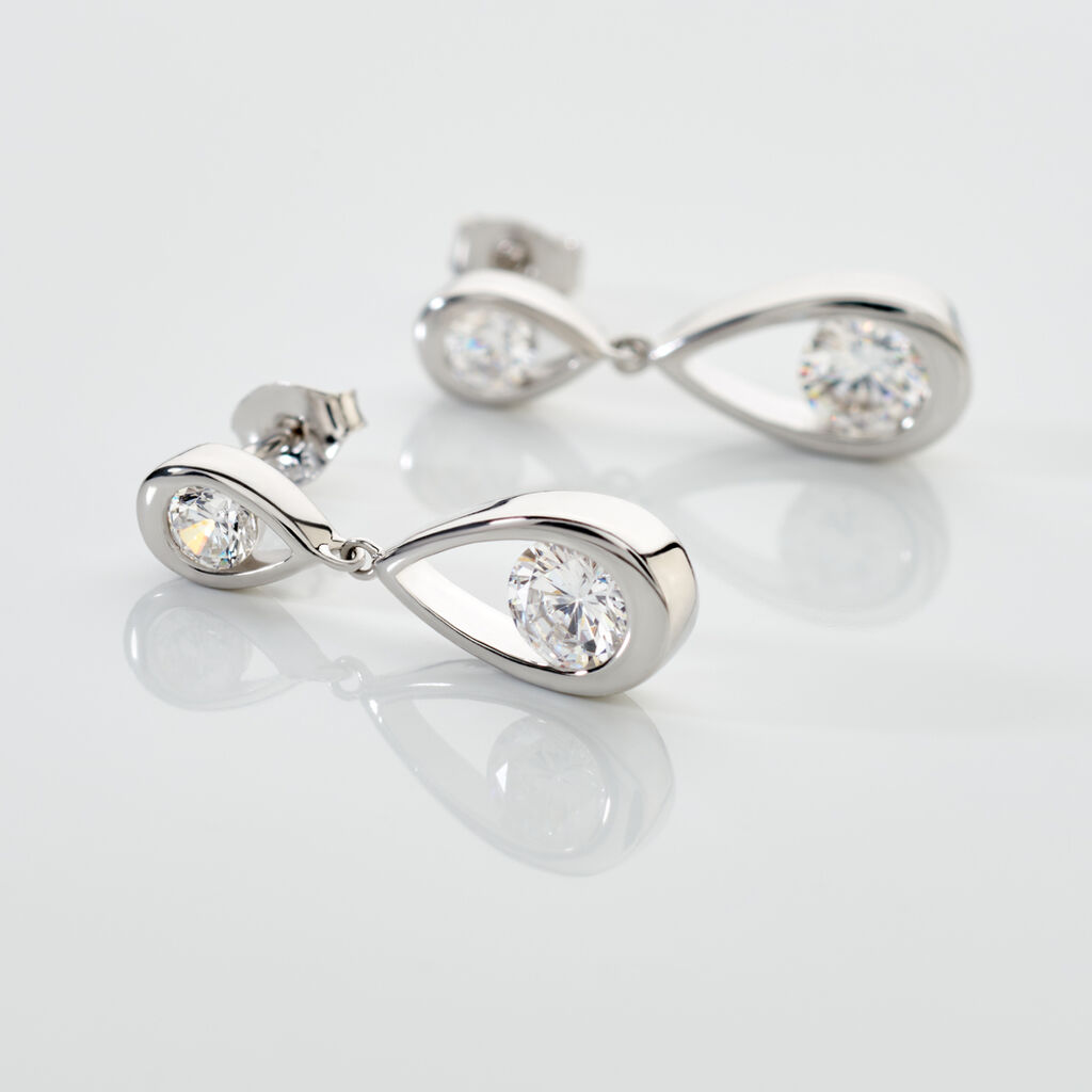 RONJA Damen Ohrringe Lang Silber 925 Zirkonia Wei&szlig; 1,74 ct