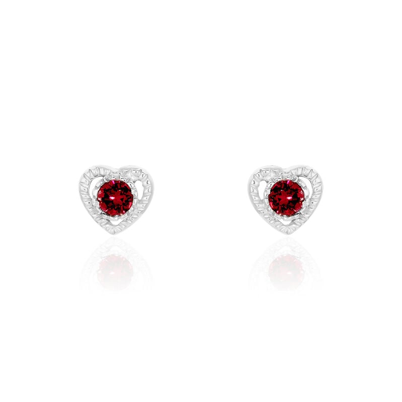 NAURI HERZ Kinder Ohrstecker Silber 925 Strass Rot Herz - Ohrstecker Kinder | OROVIVO