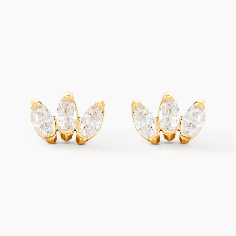 Boucles D'oreilles Puces Trai Or Jaune Oxyde De Zirconium - Spannringe Damen | OROVIVO