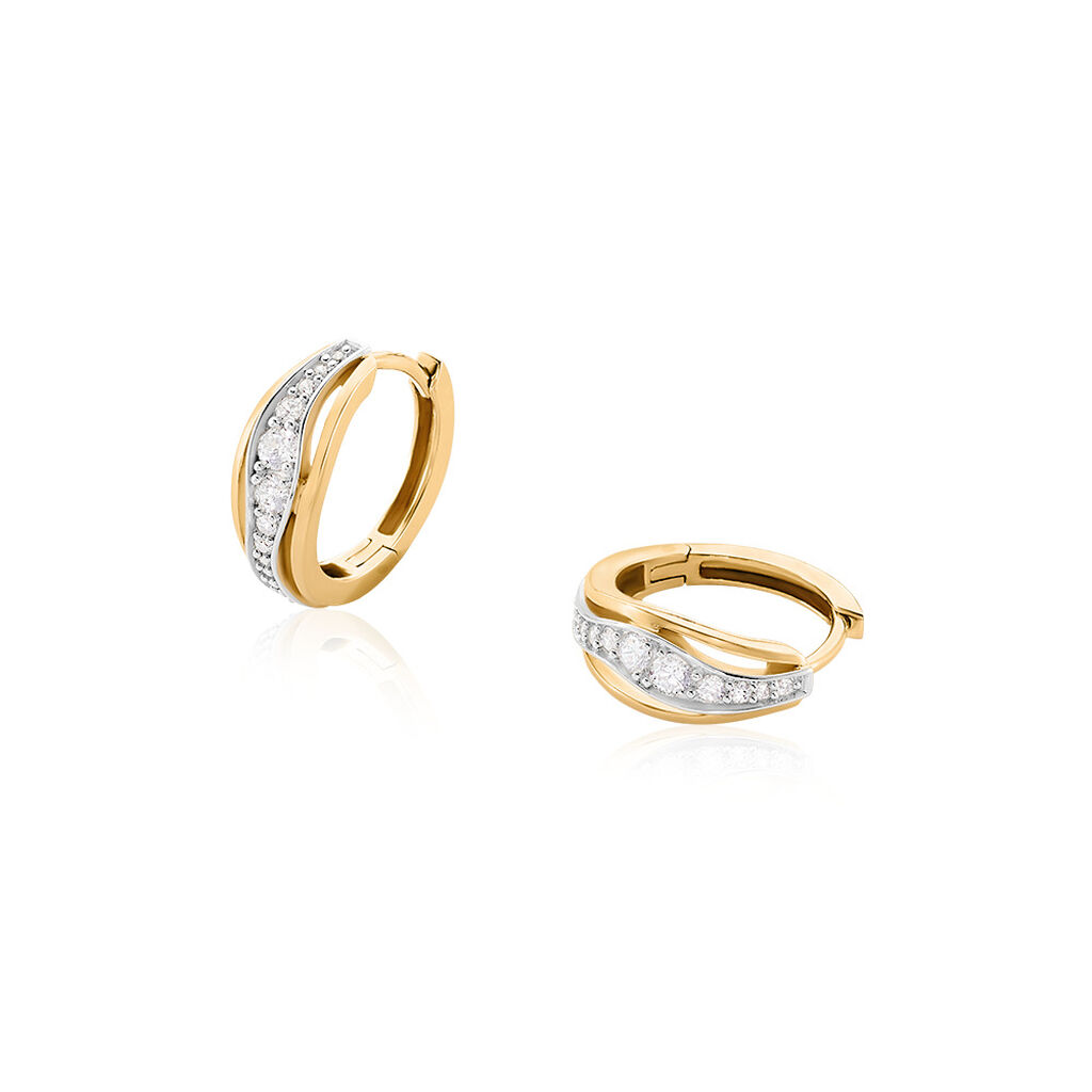 RETA Damen Creolen Gold Bicolor Gold/Silber 375 (9 Karat) Andere Steine Weiß, Creolen mit Stein