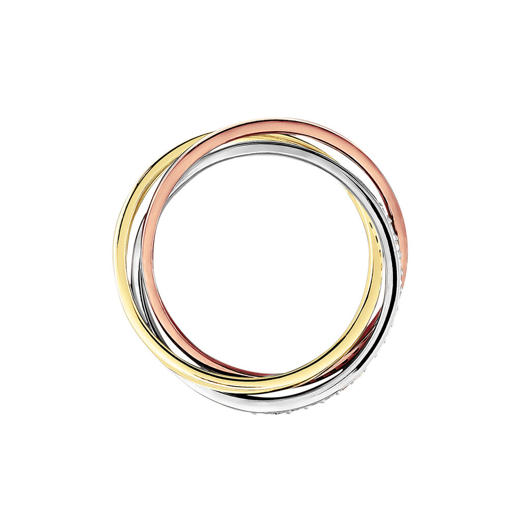 SERENE Damen Ring Gold Tricolor Gold / Weiß / Rosé 585 (14 Karat) Diamant Weiß 0,13 ct - Ringe mit Stein Damen | OROVIVO