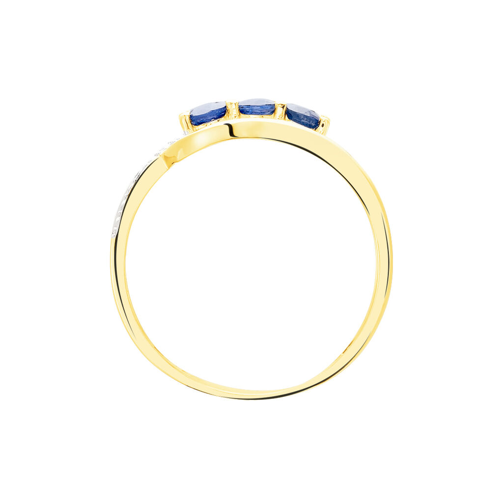 TRILOGIE PRECIEUSE Damen Ring Gold Bicolor 375 (9 Karat) Saphir Blau 0,43 ct Oval