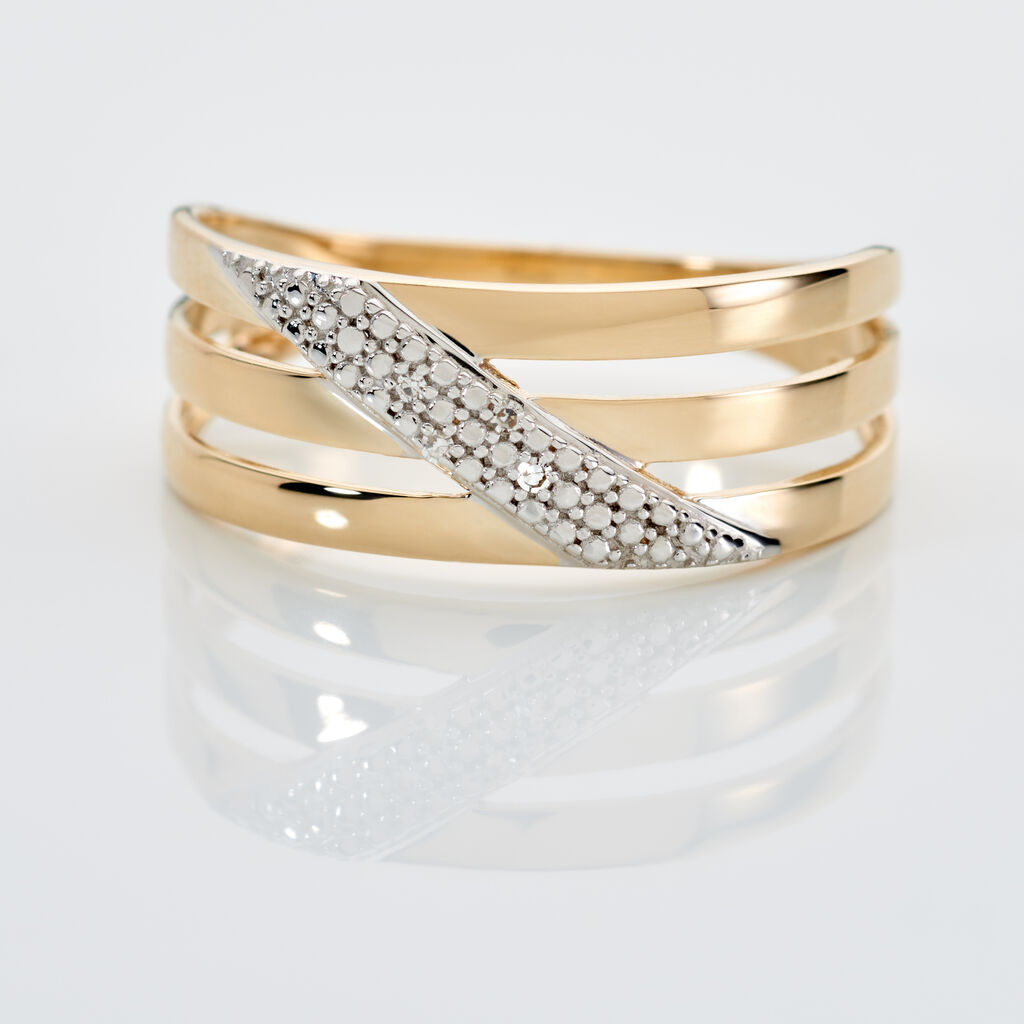 LIORA Damen Ring Gold 375 (9 Karat) Diamant Wei&szlig; 0,01 ct
