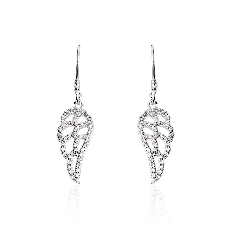 TILA FL&Uuml;GEL Damen Ohrringe Lang Silber 925 Zirkonia Wei&szlig; Fl&uuml;gel - Ohrringe mit Stein Damen | OROVIVO