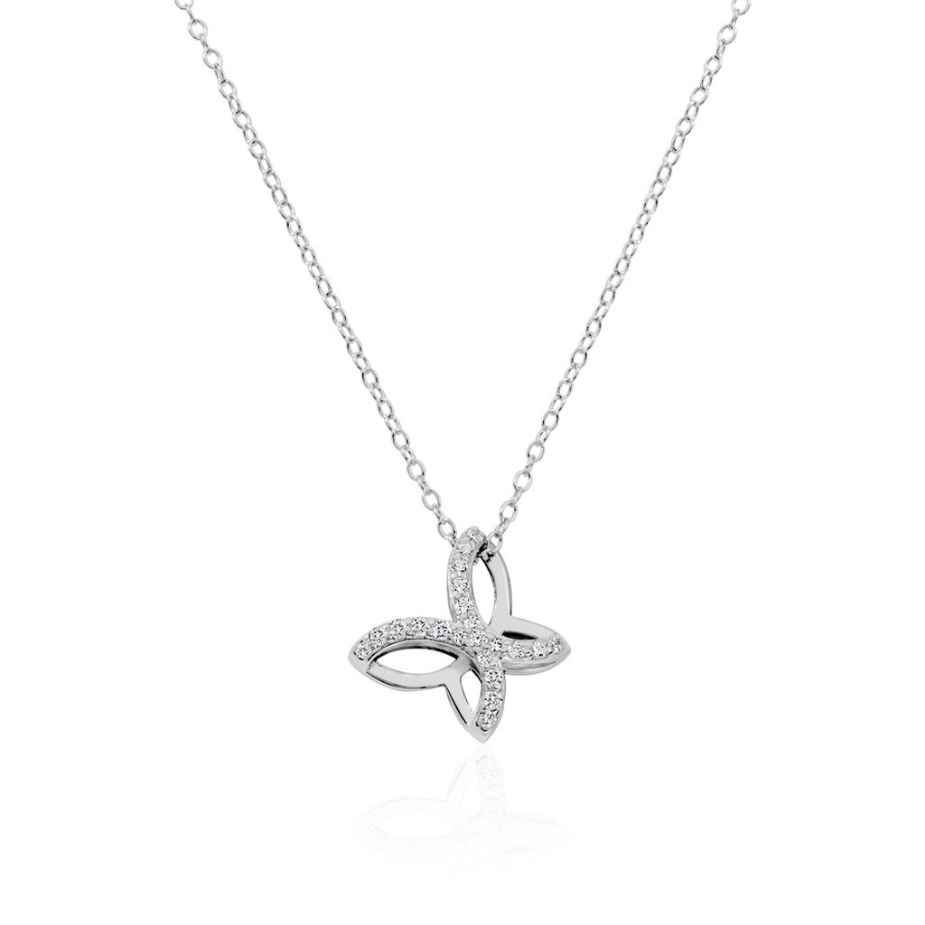 AURELIA Damen Collier Silber 925 Zirkonia Wei&szlig; 0,25 ct B 1,2 mm
