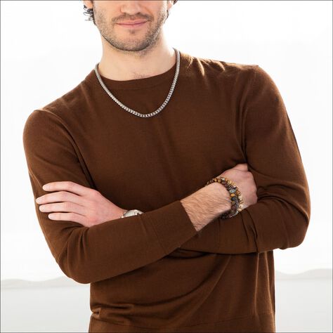 Herren Panzerkette Edelstahl Grau Matt  - Halsketten Herren | OROVIVO
