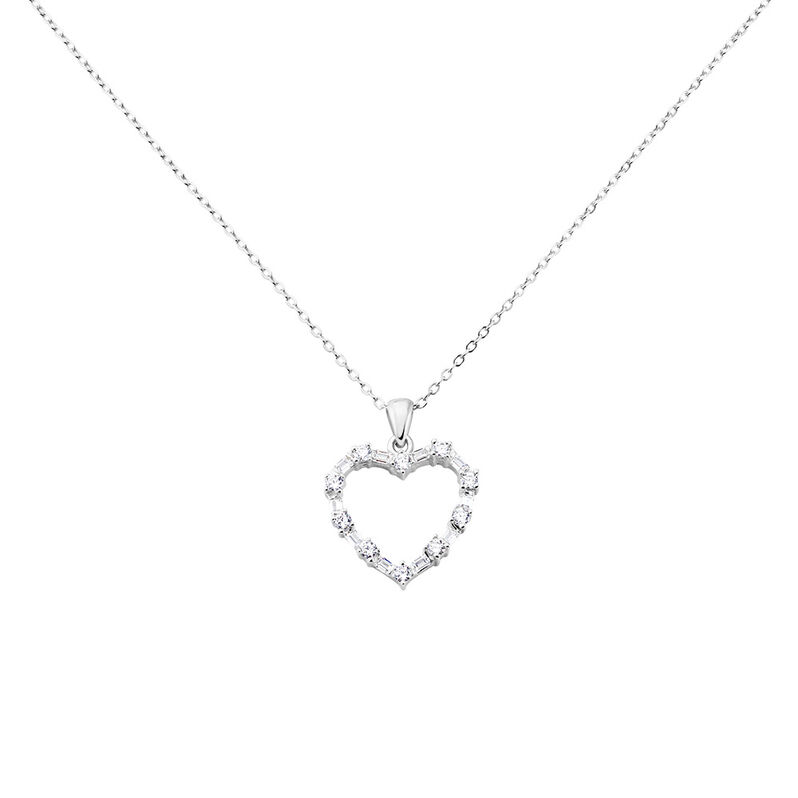 Damen Collier Silber Silber 925 Zirkonia Wei&szlig; 0,4 ct Herz B 0,3 mm - Halsketten Damen | OROVIVO