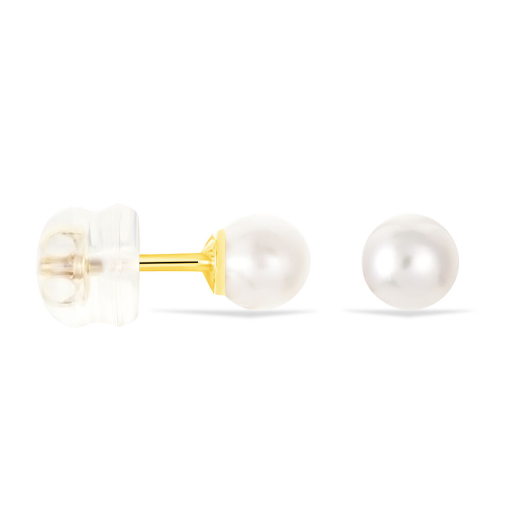 KESA PERLE BUTTON Damen Ohrstecker Gold 375 (9 Karat) Zuchtperle Perlmutt Ball